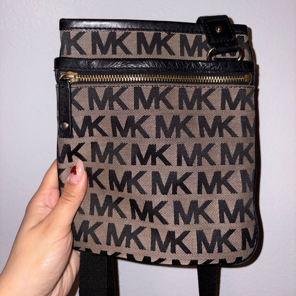 Michael Kors Black and Brown Crossbody Bag